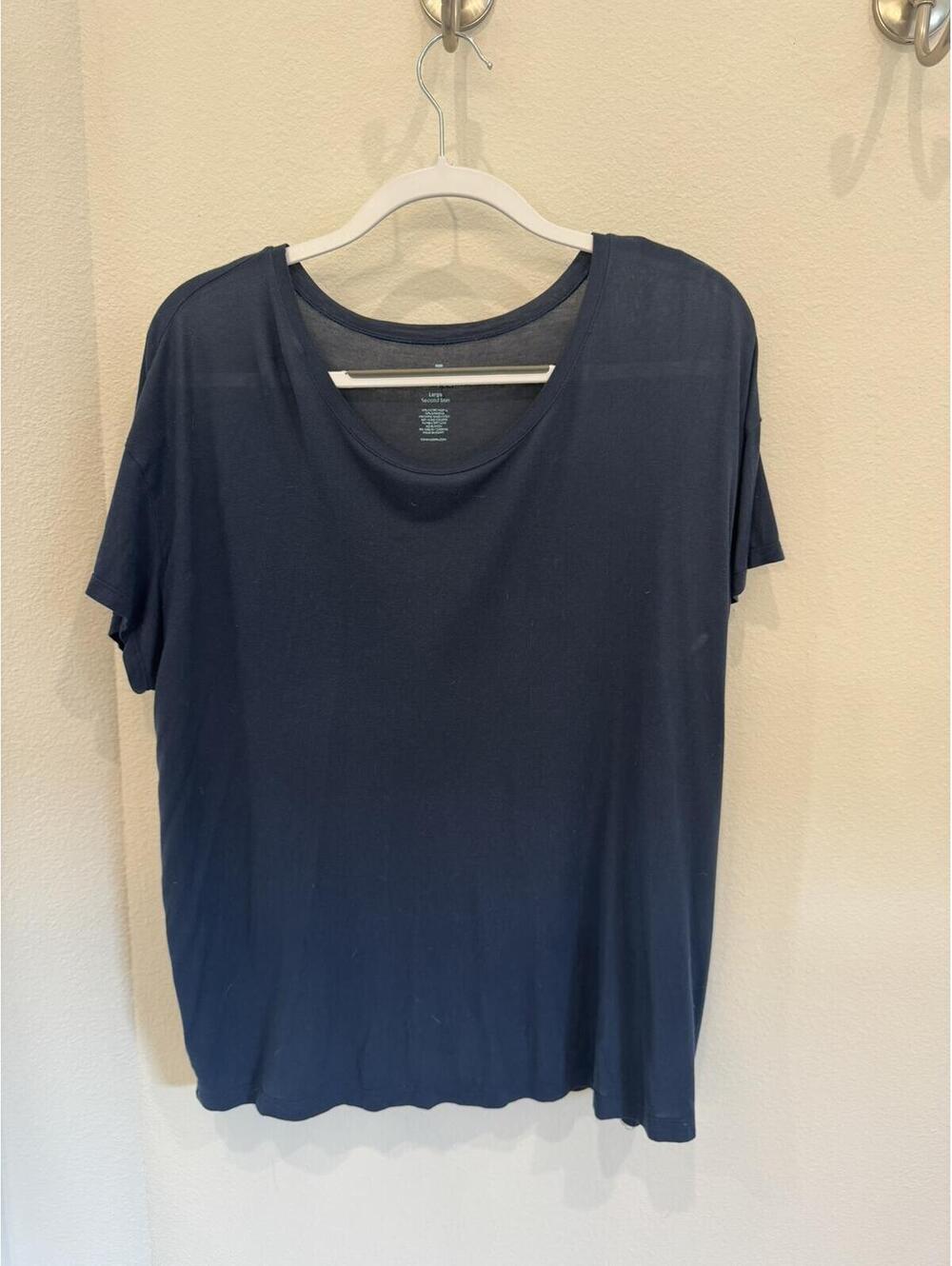 Tommy John Women's Large Second Skin Navy Blue T-Shirt